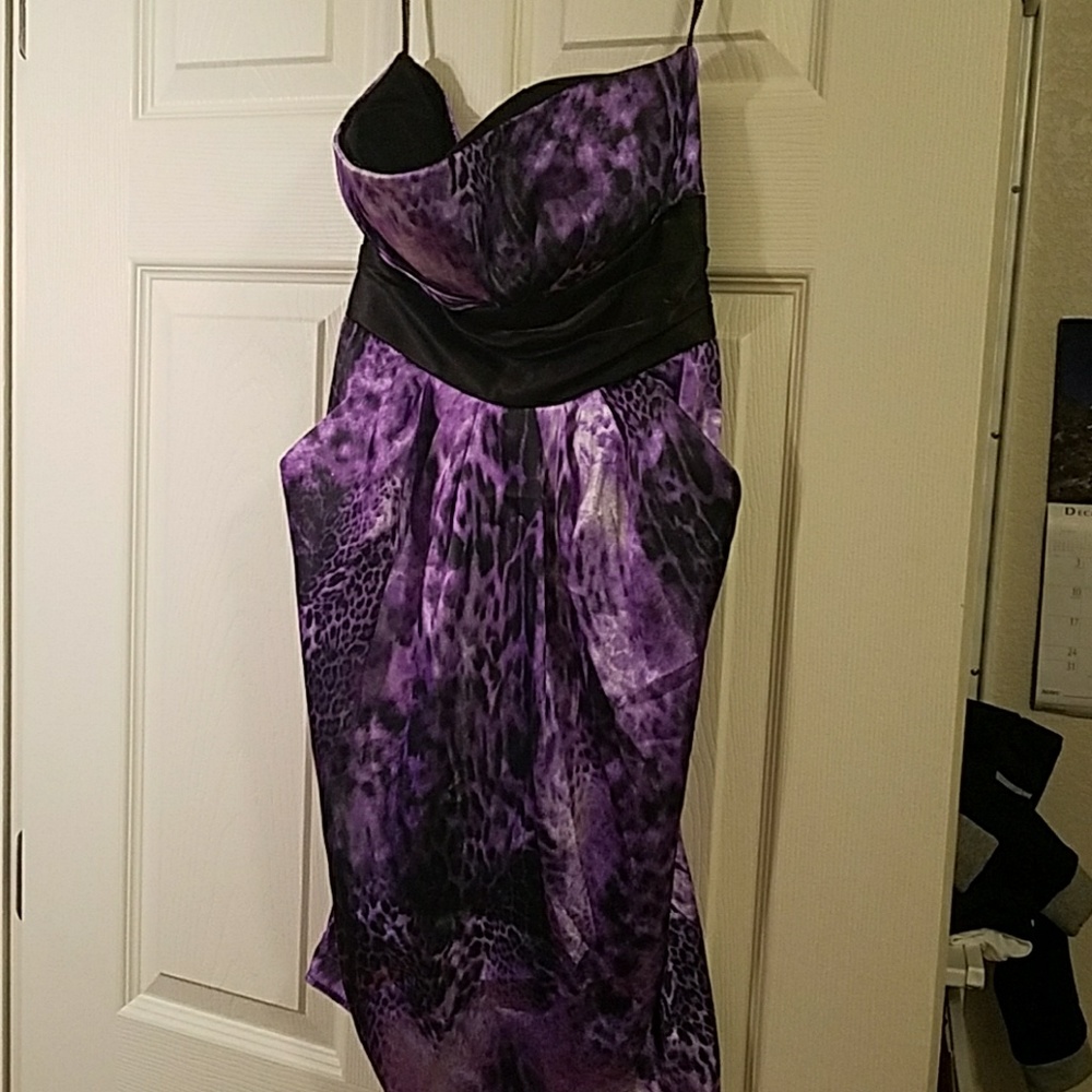 Purple strapless wedding dress